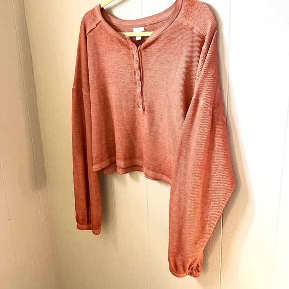 Flirtitude Orange Cropped Long Sleeve - Picture 2 of 3